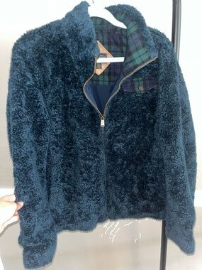 Pendleton Deep Teal Teddy Jacket with Plaid Lining size L